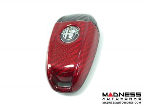 Alfa Romeo Giulia Key Fob Cover  - Carbon Fiber - Red Candy Main / Black Accents